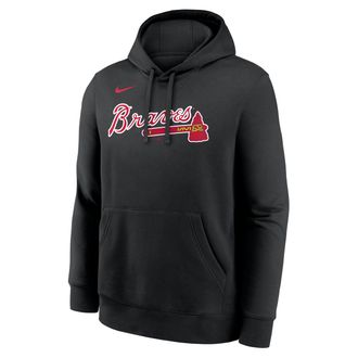 Nike Atlanta Braves Club Nike Mens MLB Pullover Hoodie in Black | NKDK00AAW-TXY
