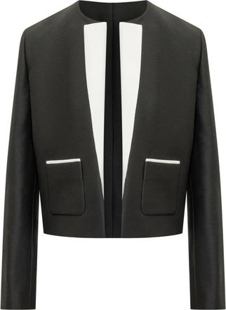 Tom Ford Wool Silk Radzimir Spencer Jasje met Contrasterende Details - Dames - Blazers - Zwart - S - Wol - Jassen