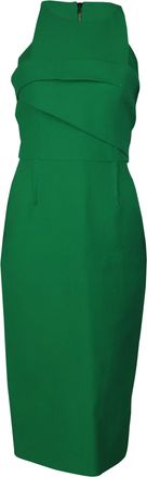 Roland Mouret Roland Mouret Abserley Waffle Sleeveless Midi Dress in Green Cotton