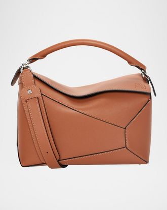 Loewe Puzzle Edge Medium Top-Handle Bag in Grained Leather