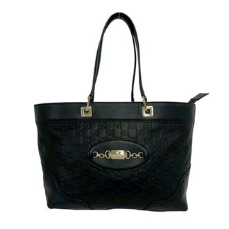 Gucci Black Leather Boston Bag Handbag Tote Bag (Pre-Owned)