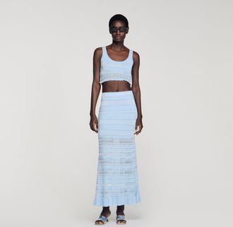 Sandro Pointelle knit crop top