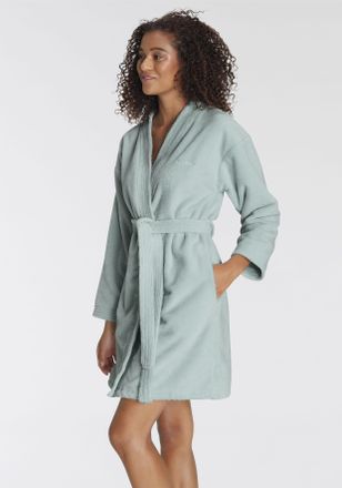 Lascana Bademantel LASCANA, Damen, Gr. XXL/48 (50), gr&uuml;n (mint), Doubleface, unifarben, Kurzform, Hausm&auml;ntel Bademantel