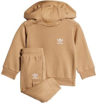 adidas Trefoil Essentials Hoodie & Joggers Set in Cardboard at Nordstrom, Size 12M