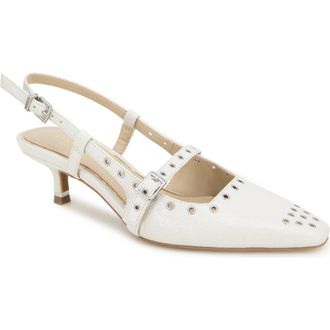 Kenneth Cole Martha Eyelet Slingback Kitten Heel Pump in Ecru Patent at Nordstrom Rack, Size 6.5