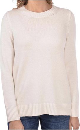 Gran Sasso Trui met ronde hals en zijsplitten - Heren - Ronde hals truien - Wit - 2XS - Wol - Truien & Vesten