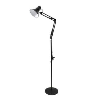 Trade Shop Trade Shop Traesio - Trade Shop - Lampada A Piantana Da Terra Braccio Orientabile Luce Lettura In Metallo E27 D15 - Negro