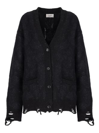 Laneus distressed cardigan - women - Merino/Polyester/Mohair/Nylon/Wool - 38 - Black