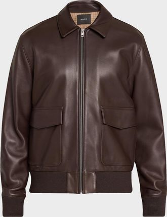 Vince Men & apos;s Leather Aviator Bomber Jacket