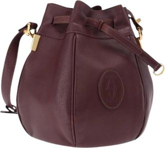 Cartier Pre-owned Vintage Shoulder Bag - Dames - Vintage Tas - Paars - ONE Size - Leer - Vintage