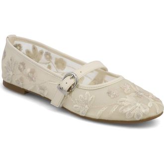 Mia Bluet Embroidered Mesh Mary Jane Flat in Ivory/White at Nordstrom Rack, Size 7.5