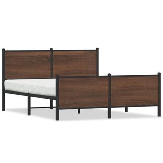 Berkfield Home Metal Bed Frame without Mattress Brown Oak 140x190 cm