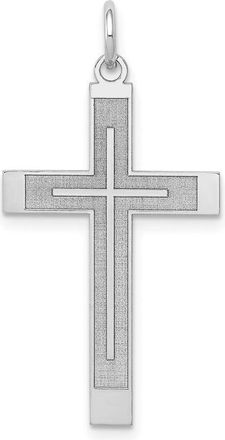 Diamond2Deal 14K White Gold Laser Designed Cross Pendant