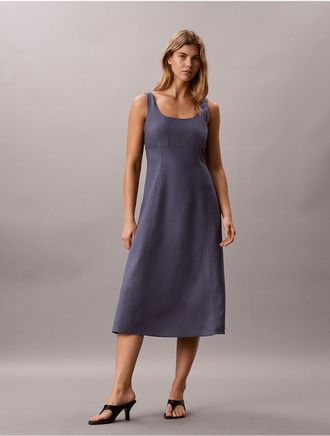 Calvin Klein Jeans Calvin Klein Womens Linen Blend Midi Dress - Blue - XL