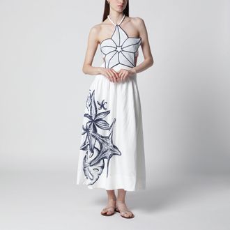 Farm Rio Abito midi in lino stampato Coast Stars