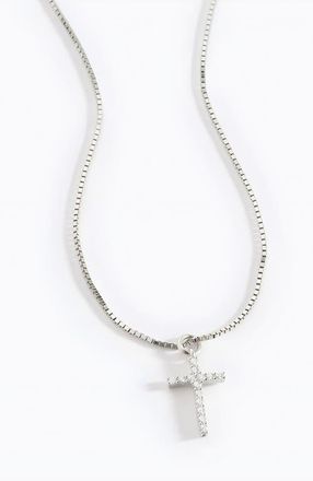 Mint & Lily Pave Cross Necklace in 925 Sterling Silver at Nordstrom, Size 16