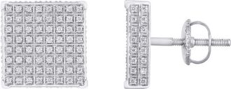 DiamondMuse Diamond Muse 0.64 cttw 14KT White Gold Classy Square Diamond Cluster Stud Earrings for Women for Women