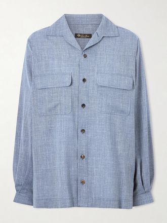 Loro Piana Camicia In Misto Lana, Seta E Lino Ida - Blu
