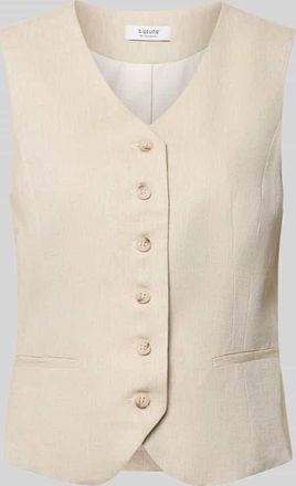 b.young B.Young Weste aus Viskose-Leinen-Mix mit V-Ausschnitt Modell DAZIA in Schlamm, Gr&ouml;&szlig;e 34