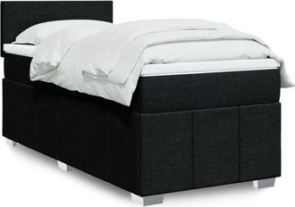 vidaXL Cama Box Spring Con Colch&oacute;n Tela Negro 80x200 Cm Vidaxl