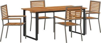 vidaXL Conjunto De Comedor De Jard&iacute;n 5 Uds. Gris Vidaxl