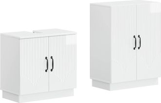 vidaXL Juego De Gabinete De Ba&ntilde;o De 2 Piezas Hoorn Blanco Brillante Vidaxl