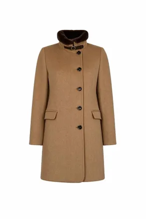 Moorer Womens Mid Length Coat In Cammello