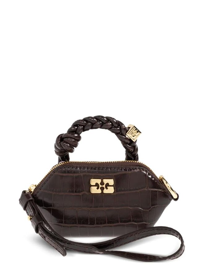 mini crocodile-embossed tote bag - Brown
