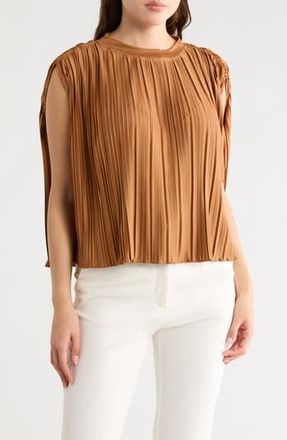LBLC The Label Olivia Sleeveless Pleated Cape Top in Rust at Nordstrom Rack, Size X-Small
