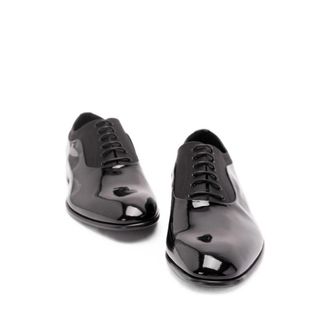 Dolce & Gabbana Patent Leather Lace-Up Flat - Black