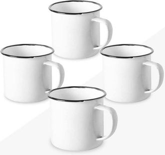 OEM Juego De Tazas Esmaltadas De 355 Ml Para Caf&eacute;, T&eacute;, Bebidas Calientes O Fr&iacute;as, Tazas Vintage Para Acampar, Ligeras, Port&aacute;tiles Y Reutilizables