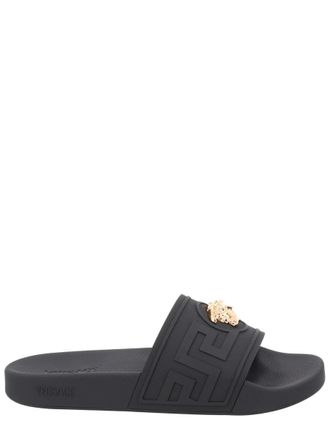 Versace Black Medusa Geometric Pattern Sandals