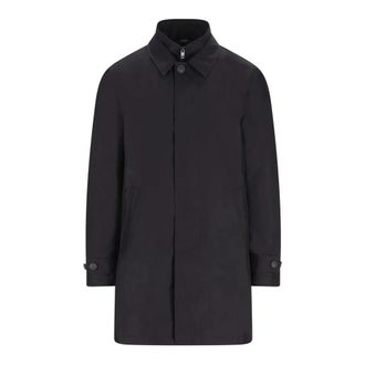 Fay Blauwe Ochtendjas in Technisch Poplin - Heren - Mantel - Blauw - L - Jassen