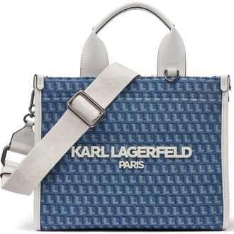 Karl Lagerfeld Kristina Denim Jacquard Tote in Denim/white at Nordstrom