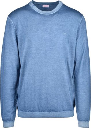 Sun 68 Classic Crew Neck Sweater In Soft Merino Wool