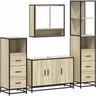 vidaXL Vidaxl - 4 Piece Bathroom Furniture Set Sonoma Oak Engineered Wood