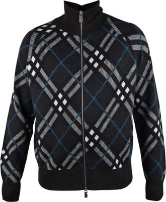 Burberry Zip-through wollen vest - Heren - Vesten met rits - Bruin - L - Wol - Hoodies & sweatvesten