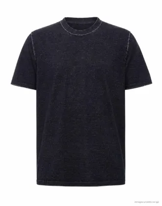 Fabrizio Del Carlo Black Round Neck Cotton Casual T-Shirt
