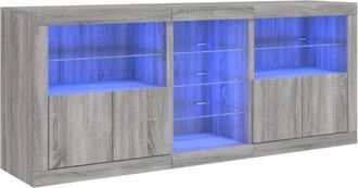 vidaXL Aparador Con Luces Led Gris Sonoma 162x37x67 Cm Vidaxl