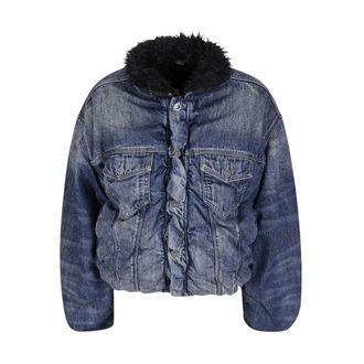 Diesel Jassen, Dames, Blauw, M, Denim, Gevoerde Denim Jas