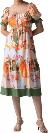 Celina Moon Saylor Midi Dress In Peach Foliage