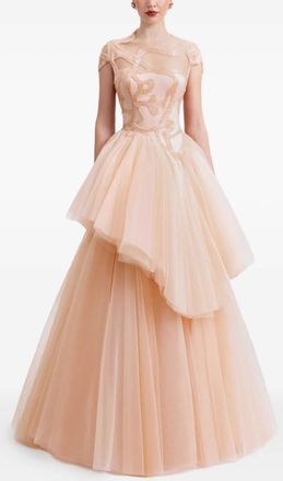 Gemy Maalouf beaded-bodice tulle dress - Neutrals
