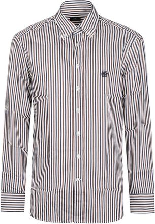 Etro Roma Logo Button Down Long Sleeve Shirt - Heren - Casual Overhemden - Veelkleurig - 4XL - Katoen - Overhemden
