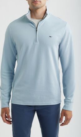 Vineyard Vines Saltwater Quater Zip Pullover in Del Mar Blue at Nordstrom, Size Xx-Large