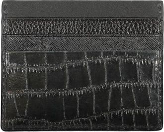 Tommy Hilfiger Crocodile-Embossed Leather Card Case - Black