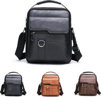 Generic Casual Large Capacity Multifunctional Bag, Mens PU Leather Shoulder Bags,Waterproof, And Stylish, Anti-Theft Crossbody Shoulder Bag (Black)