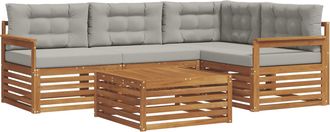 vidaXL Conjunto De Sof&aacute;s De Exterior 5 Uds. Gris Natural Y Claro Vidaxl