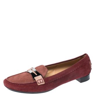 Tod's Tods Red Suede Penny Loafers