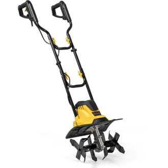 Costway Zappatrice elettrica pieghevole con cavo da 10 A, larghezza di lavoro 36 cm, profondit&agrave; di lavoro 22 cm, blocco di sicurezza, gialla