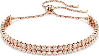 Swarovski Matrix Crystal Double Row Slider Bracelet in Rose Gold/White at Nordstrom, Size Medium